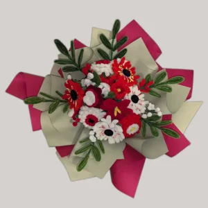 bouquet regalo de flores de limpiapipas. Tono: rojo y verde