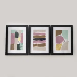 cuadros tríptico. Tono negro y varios colores